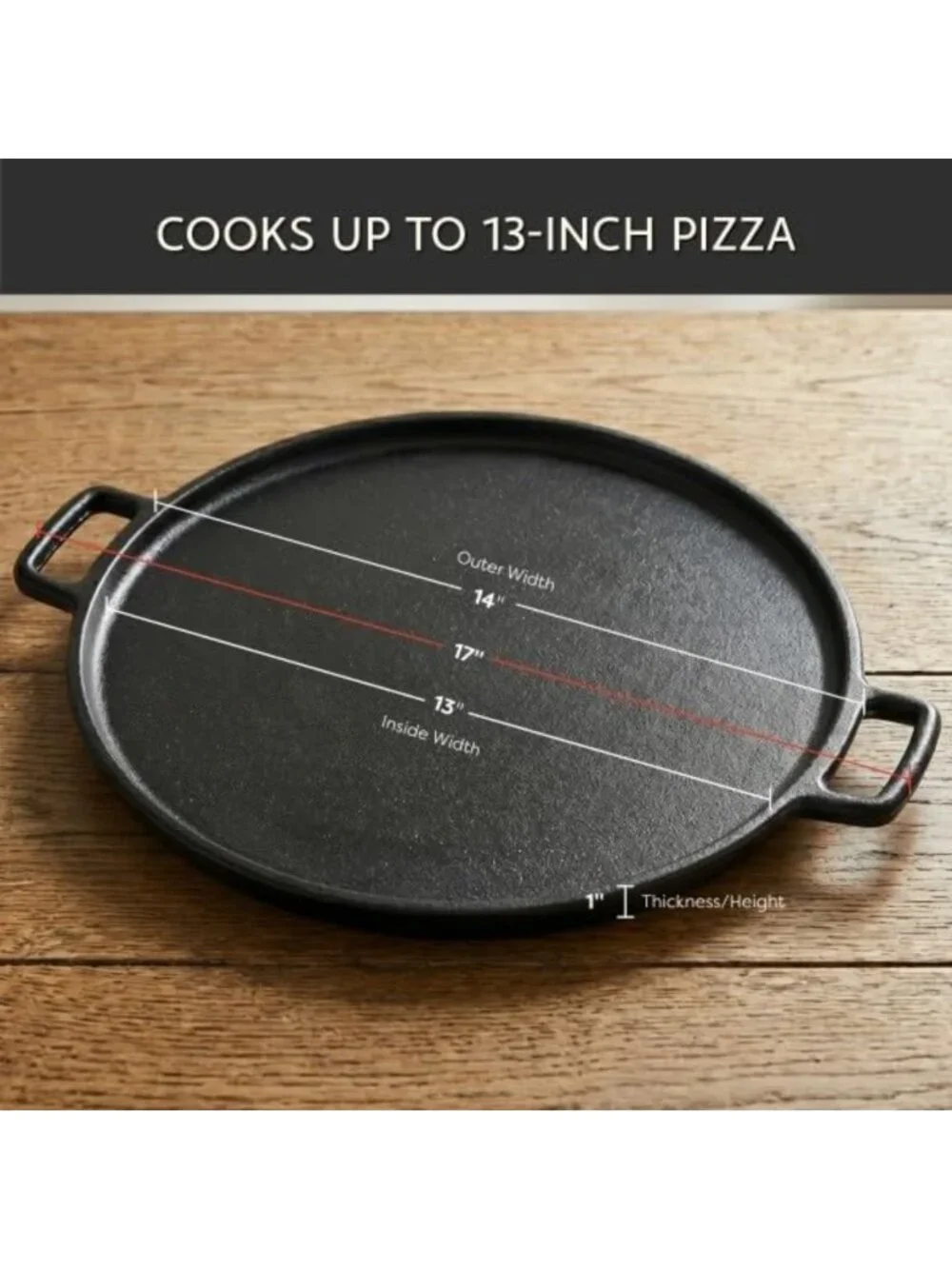 14” Cast Iron Pizza Pan - Even Heating Cookware for Perfect Homemade Pizzas